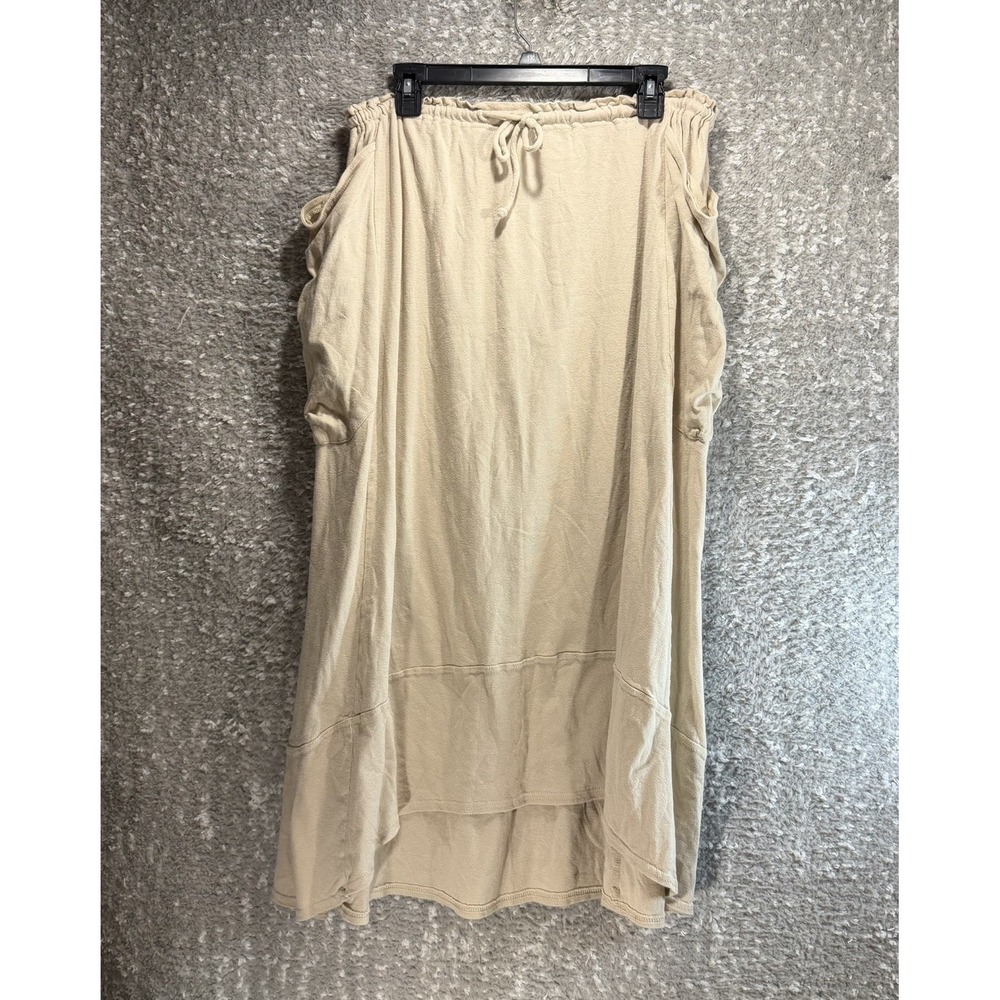 Free People FP Beach Midi Skirt Brown L Coastal Boho Lagenlook Beach Cotton Line
